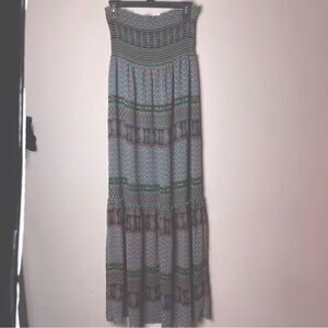 BCBG strapless Boho maxi dress medium Smocked Sheer Lightweight